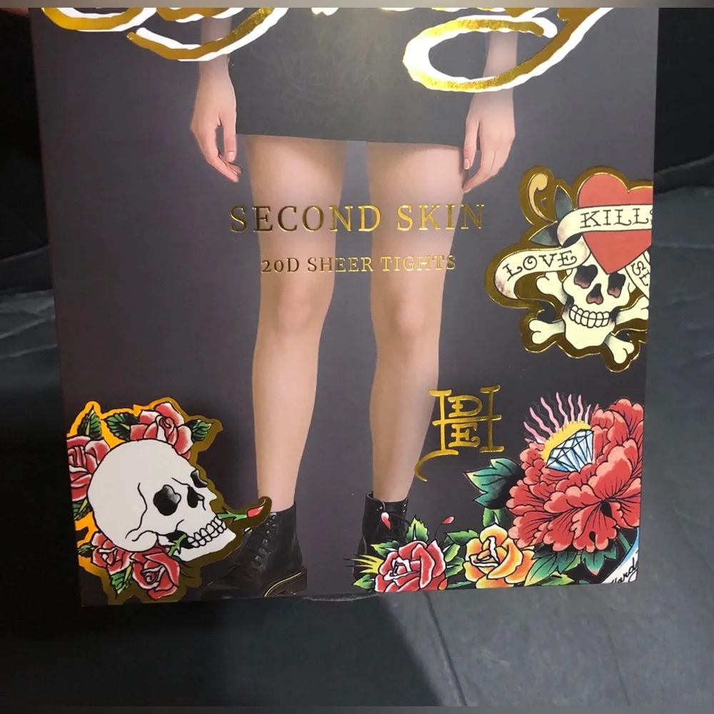 Ed Hardy second skin 20D sheer tights in Nude size XL/XXL brand new 2 pairs‎